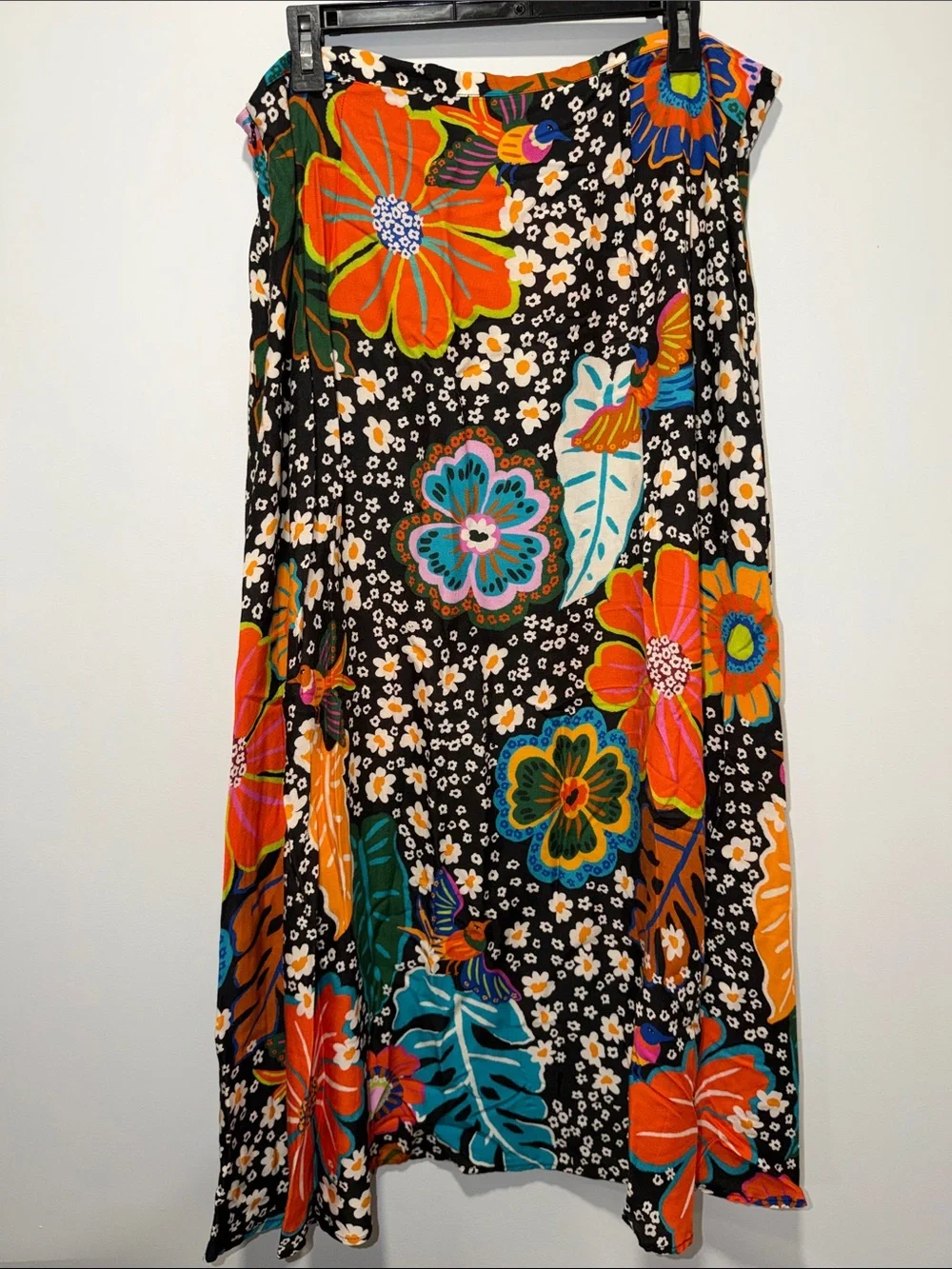 Anthropologie x Farm Rio XL Black Vibrant Multi Tropical Floral Maxi Skirt - Picture 4 of 7